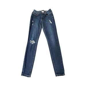 Black Pearl Denim Jeans Womens 3 Blue Skinny Distressed Ripped High Rise Stretch